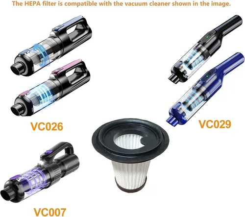 Vista 2 de Paquete de 4 filtros Hepa de repuesto compatibles con aspiradora de mano inalámbrica MONOZEL VC026, filtros lavables funciona con SWMRDN VC007