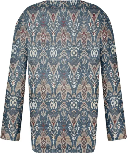 Vista 3 de Camisas de gran tamaño para mujer, con botones, cuello en V, estampado gráfico, blusa básica de manga larga