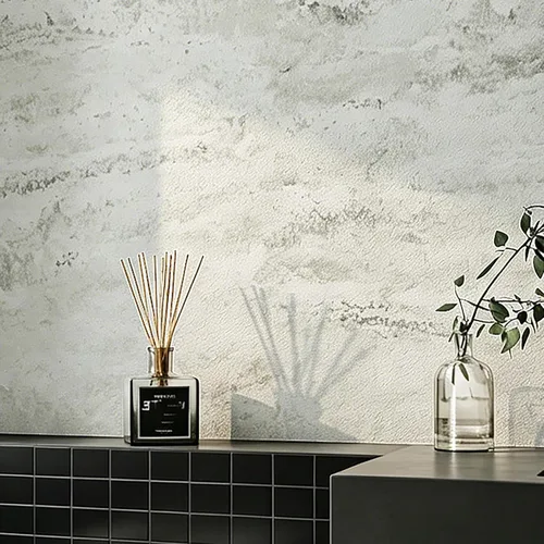 Vista 8 de Livelynine Papel tapiz de textura de hormigón autoadhesivo para dormitorio, color blanco, crema, beige, lavado, cemento, texturizado, vinilo