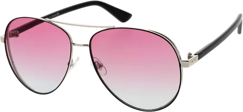 Vista 2 de zeroUV Luxe Oversize Pilot Two-Tone Double Metal Side Cover Cut Out Aviator Sunglasses 60mm