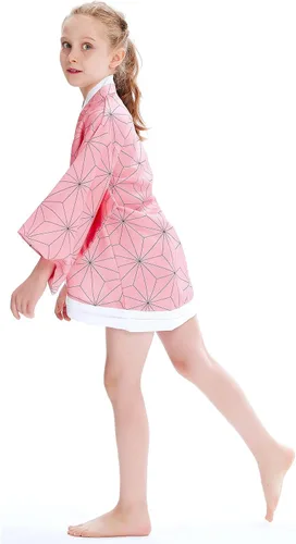 Vista 2 de Kimono para niños, disfraz de cosplay, cárdigan, chaqueta, bata, capa de anime