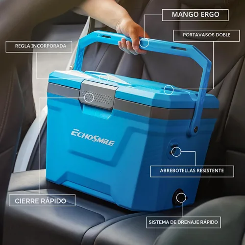Vista 6 de EchoSmile Enfriador portátil aislado de 20L/21qt, enfriador duro para exteriores, caja de hielo para camping, bebidas, playa, pesca y navegación