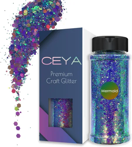 Vista 10 de Ceya - Juego de purpurina camaleón gruesa de 18 colores, 6.3 oz/180 g, polvo de purpurina artesanal con cambio de color, cada 15 ml, copos