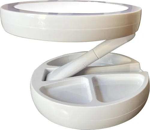 Vista 5 de Espejo de maquillaje cosmético regulable de 6 pulgadas de doble cara 10X/1X de aumento con control de botón, espejo plegable fácil de transportar