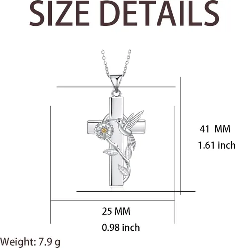 Vista 3 de Collar de mariquitalibélulacolibrí, regalos para mujeres, collar de fe con cruz de mariquita, joyería de Navidad para madre, hija, abuela