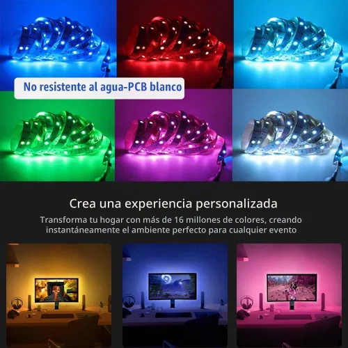 Vista 5 de Tira de luz LED RGB de 5 V 5050 USB con control remoto de 44 teclas, 4 luces precortadas de 1.64 pies/6.56 pies, cinta de retroiluminación para TV