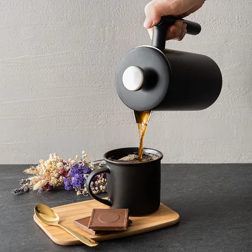 Vista 6 de Mixpresso Cafetera de Prensa Francesa de Acero Inoxidable Negro 26 Oz 770 ml, Prensa Francesa de Acero Inoxidable con Aislamiento de Doble Pared