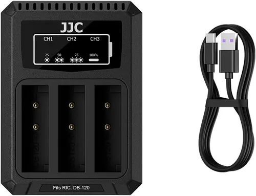 Vista 16 de JJC BLX-1 Cargador de batería USB de doble ranura para cámaras Olympus OM-1 Mark II OM1 OM-3 OM3, cable de carga USB a USBC, con protección contra