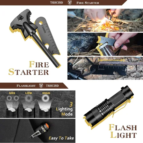 Vista 3 de Gifts for Men Dad Husband Him Fathers Day, Survival Kit, Emergency Survival Gear and Equipment 14 in 1, Anniversary Birthday Gifts for Him