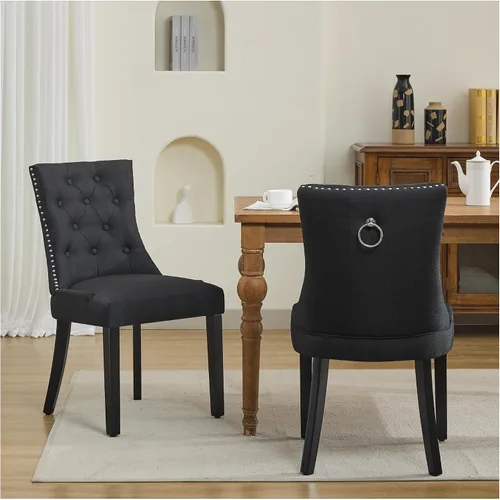 Vista 19 de Juego de 2 sillas de comedor modernas con respaldo, color beige