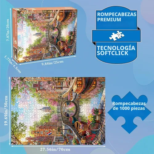 Vista 3 de Rompecabezas para adultos de 1000 piezas para adultos, rompecabezas de 1000 piezas, rompecabezas de 1000 piezas, encantador Amsterdam