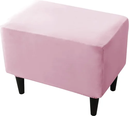 Vista 14 de CONRUSER Fundas elásticas para otomanas, fundas otomanas de terciopelo suave, fundas rectangulares pequeñas para taburete de almacenamiento, funda