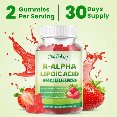 Vista 7 de R Gomitas de ácido alfa lipoico, ácido R-alfa lipoico estabilizado, suplemento ALA para apoyo antioxidante y metabolismo, veganas, sin OMG, sin