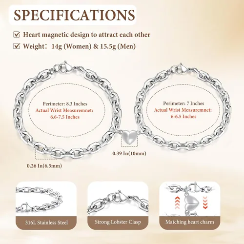 Vista 5 de TempBeau Pulsera para Pareja - Pulsera de Identificación Personalizada con Grabado Personalizado, Pulsera de Cuerda Trenzada para Él y Ella