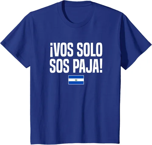 Vista 56 de Camiseta Vos Solo Sos Paja Salvadoran Slang Bandera de El Salvador, Negro