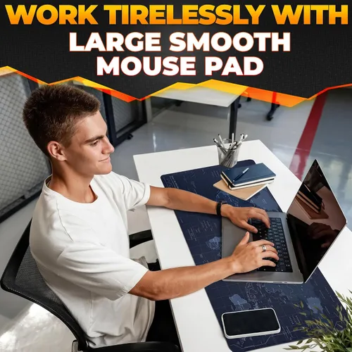 Vista 6 de Alfombrilla de mouse para juegos personalizada, alfombrilla de escritorio grande, antideslizante World Map Mouse Pad XXL, Geographical Print, Soft