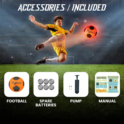 Vista 5 de Light up Soccer Ball,Glow in The Dark Soccerball with LED Lights Pre-Installed-Batteries Included