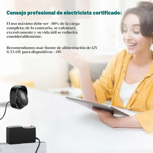 Vista 7 de Fuente de alimentación DC 12V 0.5A Adaptador de CA de 6 W 100-240V 50-60Hz a CC 12Volt 0.5A Adaptador de corriente Transformador DC 12V Cable