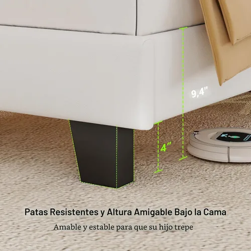 Vista 6 de Feonase Marco de cama de terciopelo tamaño twin con cabecera capitoné con botones, cama tapizada con soporte de listones de madera, no necesita