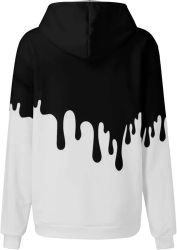 Vista 3 de Sudaderas gráficas de talla grande para mujer, con capucha, manga larga, cordón de ajuste holgado, con bolsillo