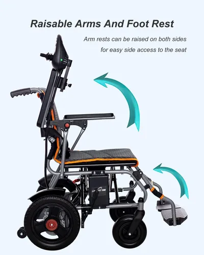 Vista 6 de Sillas de ruedas motorizadas portátiles para adultos mayores, silla de ruedas eléctrica plegable ligera - Fácil de usar - Silla de ruedas eléctrica