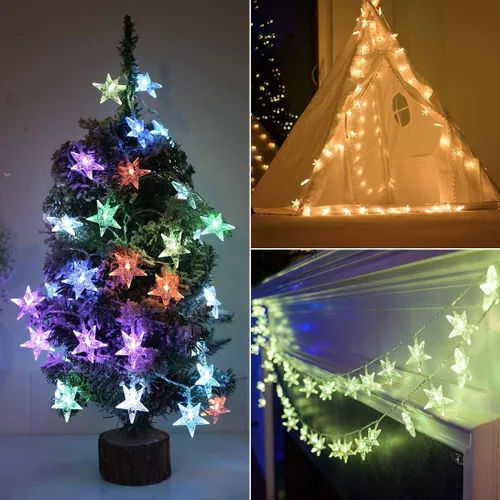 Vista 7 de Minetom Luces de Cadena de Estrellas para Dormitorio - 33 pies Luces de Cadena de Estrellas que Cambian de Color con Enchufe, con Control Remoto