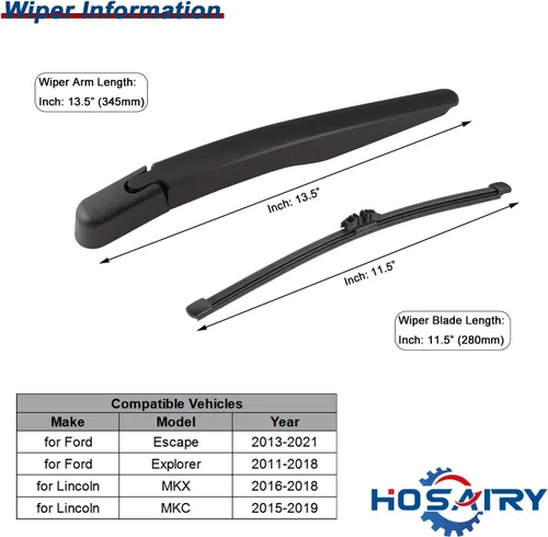 Vista 2 de Juego de limpiaparabrisas trasero para Ford Explorer 2011-2023, Escape 2013-2018, para Lincoln MKX MKC 2015-2019 Conjunto de limpiaparabrisas