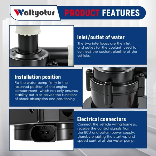 Vista 4 de Bomba de agua de refrigeración auxiliar con enchufe de repuesto para Jetta Golf Passat A3 Q3 TT 2004-2014
