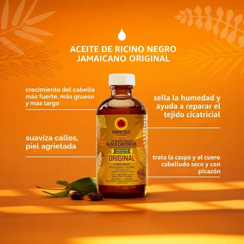 Vista 2 de Isla tropical viviente- Aceite negro de castor jamaiquino con lavanda- 8 oz botella de plástico PET