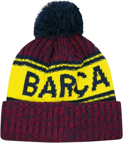 Vista 2 de Icon Sports Gorro del FC Barcelona – Gorro oficial del equipo de fútbol del Barça Soccer Club Knit Winter Warm Pom Cap Adulto Unisex Casual Sombrero