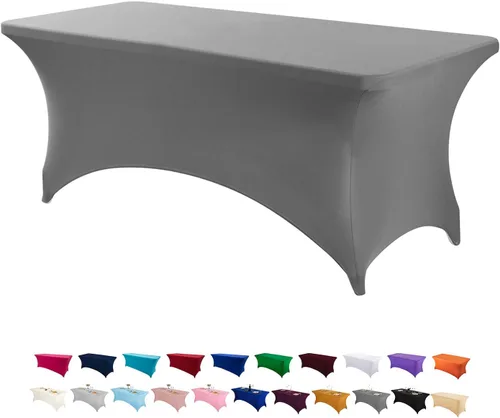 Vista 15 de Peomeise - Funda de mesa de elastano de 4 pies, mantel rectangular elástico de elastano (verde manzana, 4 pies)