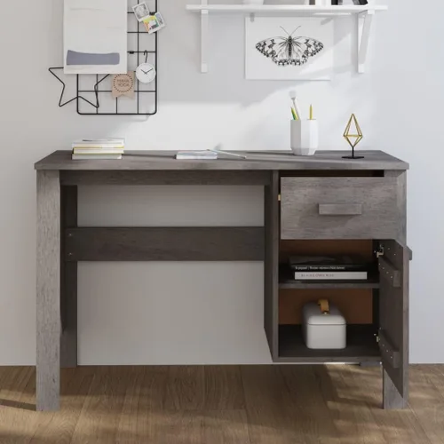 Vista 3 de Escritorio de madera para computadora con un cajón y una puerta para oficina en casa, escritorio ejecutivo, escritorio de estudio, escritorio