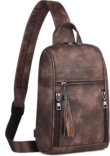 Vista 11 de FADEON Bolso bandolera para mujer, bolso cruzado con borlas, bolsos de hombro y pecho de cuero de diseñador para viajes, Grande