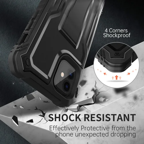 Vista 5 de FITO Funda compatible con iPhone 11, doble capa a prueba de golpes, resistente con protector de pantalla para iPhone 11 y iPhone XR de 6.1 pulgadas