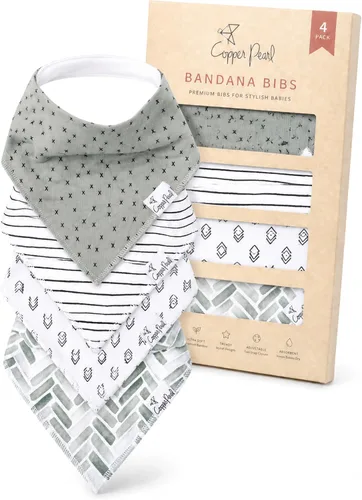 Vista 26 de Copper Pearl Baberos tipo bandana para bebé, paquete de 4 baberos de algodón suave para babear y dentición, absorbentes, ajuste ajustable, muchos