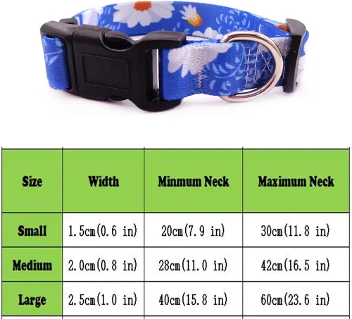 Vista 6 de Love Dream Collar de perro resistente con hebilla de liberación rápida ajustable con patrones geométricos florales para perros pequeños, medianos