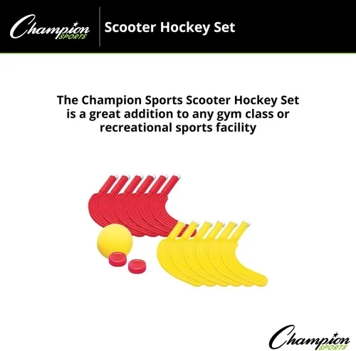 Vista 3 de Champion Sports SHS1 - Juego de hockey para scooter, 12 palos, 2 discos, 2 pelotas, a partir de 5 años