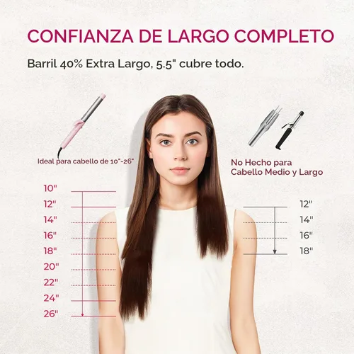 Vista 3 de Rizador automático giratorio para ondas de playa – TYMO Rizador de pelo para cabello largo, rizador de pelo de cerámica de barril extra largo