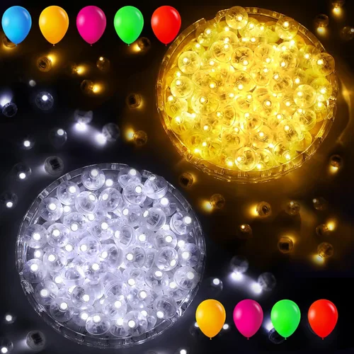 Vista 15 de AIKEI 50 globos de luz LED, mini bolas de luz, tiempo de espera prolongado, impermeable, luz LED para farol de papel, Pascua, Halloween, Navidad