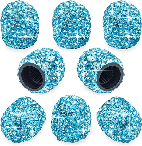 Vista 36 de 4 tapas de válvula de vástago de neumático de diamantes de cristal brillante, a prueba de polvo, tapas universales para válvulas de neumáticos