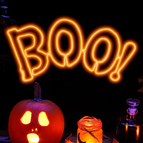 Vista 11 de LAMPHOME Decoraciones de Halloween – Silueta de ventana, linterna iluminada, telaraña, calavera, gato para fiesta, hogar, interior, adornos de mesa