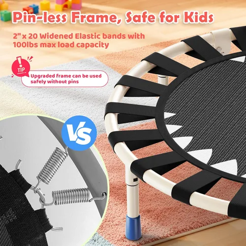 Vista 6 de 36-Inch Toddler Trampoline with Foam Handle, 3FT Foldable Mini Rebounder