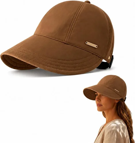 Vista 10 de Sombrero de sol de ala ancha para mujer con agujero para cola de caballo y Blanco sucio