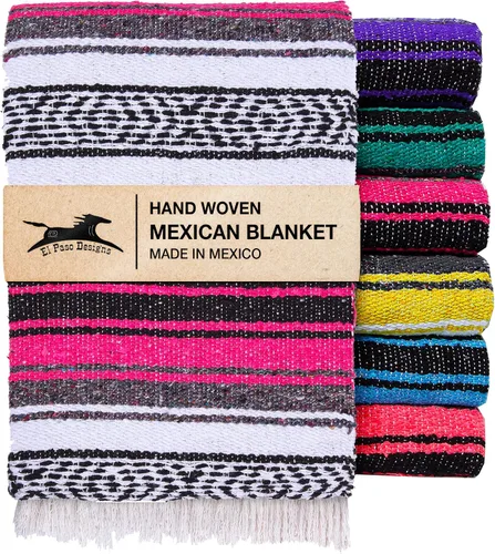Vista 19 de El Paso Designs – Manta mexicana de yoga – 51 x 74"– Colorida manta de estudio mexicano Falsa – ideal para yoga, camping, picnic, playa manta