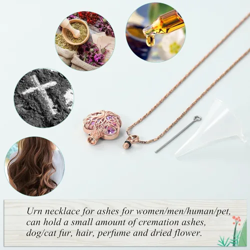 Vista 61 de Imrsanl Collar de urna de árbol de la vida con forma de corazón, joyería de cremación para hombres y mujeres, recuerdo, joyería conmemorativa