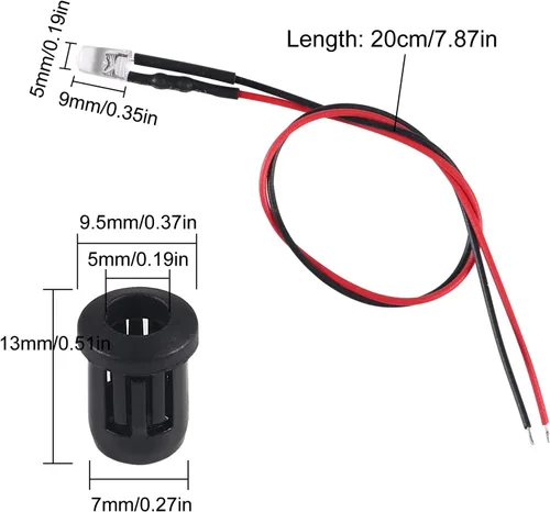 Vista 4 de Kit de diodos LED de 12 V y 0.197 in, lámpara de diodo precableado, diodos emisores con soporte para decoración del hogar DIY (amarillo)