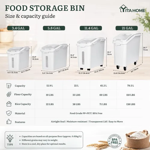 Vista 8 de YITAHOME Contenedor de almacenamiento de alimentos de 4 piezas y Transparente