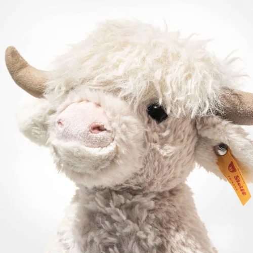 Vista 3 de Steiff Hecho a mano desde 1880 - Animal de granja de peluche clásico de alta calidad, 9 pulgadas, vaca Harper Highland