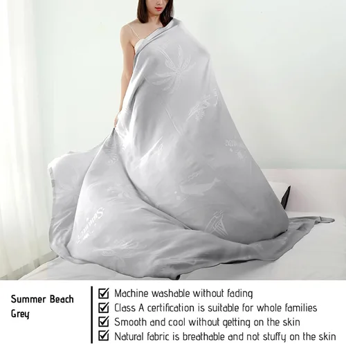 Vista 7 de Mantas de hielo de verano, manta de hielo para personas que duermen con calor y sudores nocturnos, manta de verano con aire acondicionado, manta Gris