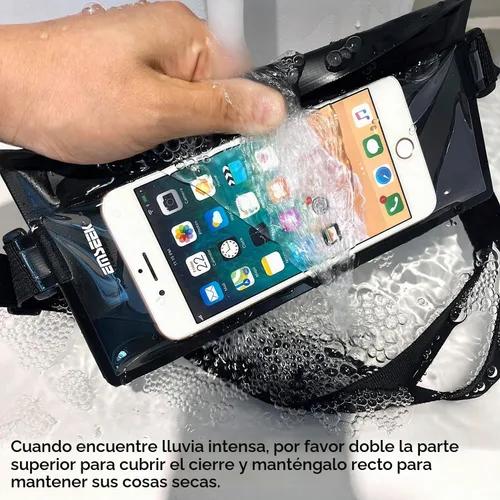 Vista 6 de Cangurera pequeña para viaje, resistente al agua Negro
